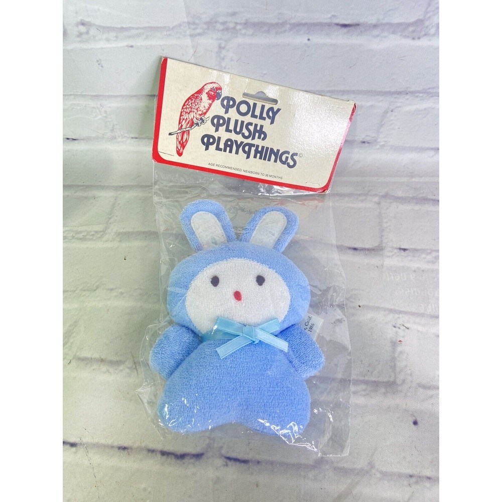 Edie Creations Polly Plush Playthings Terry Cloth Plush Stuffed Bunny Rabbit Toy